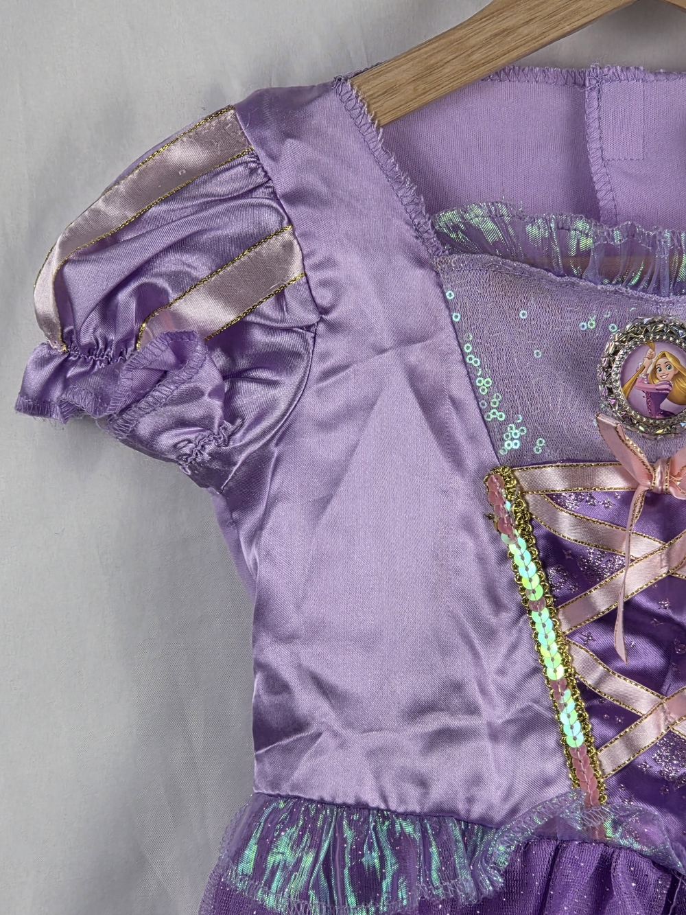 Purple Sparkle Tangled Princess Halloween Costume Pretend Play Dress Size 3T-4T - Picture 2 of 16